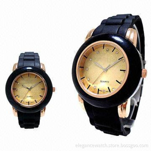 Sports Fashion Watches with Plasitc Circle on Alloy Case